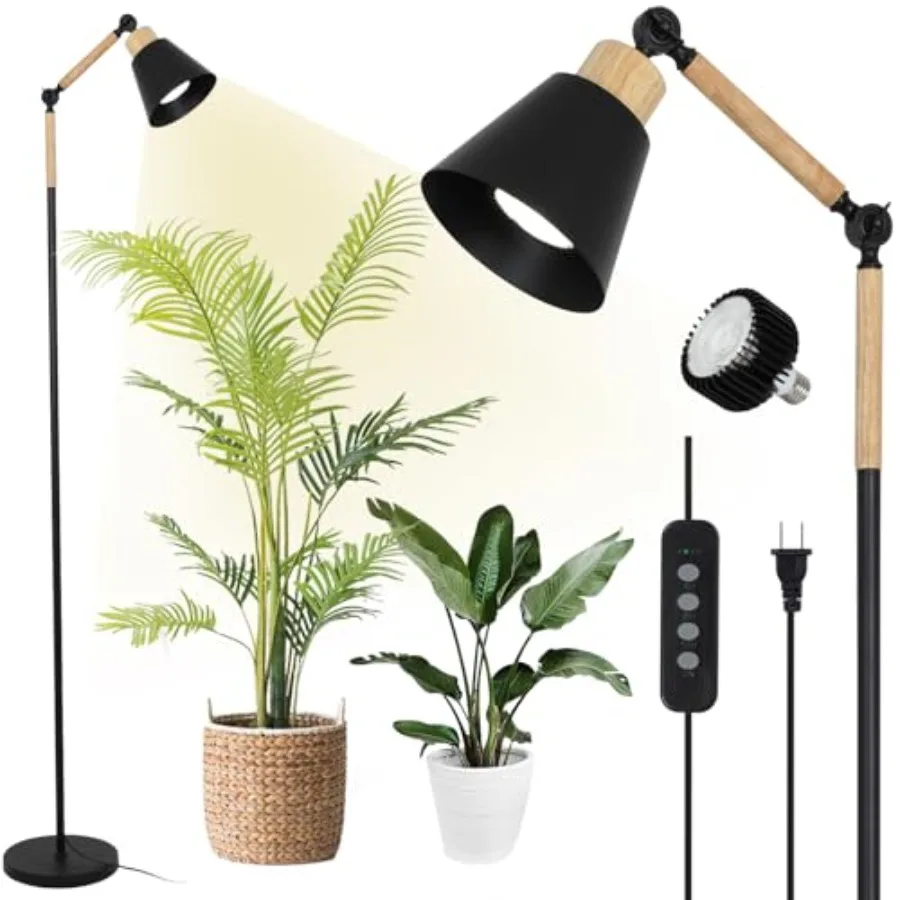 

Grow Lights for Indoor Plants Full Spectrum Plant Lights for Indoor Growing with 20W COB Grow Light Blub 4/8/12H Timer Standing