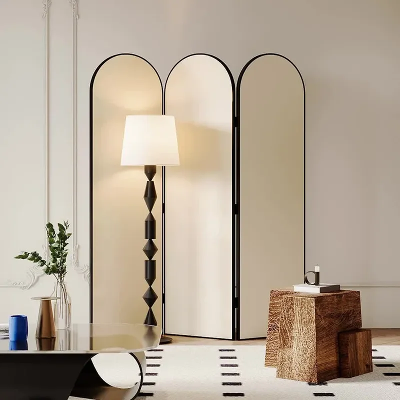 for Nordic Cream Screen Partition Living Room Bedroom Folding Mobile Wabi Sabi Clothing Store Decoration Modern Minimalist