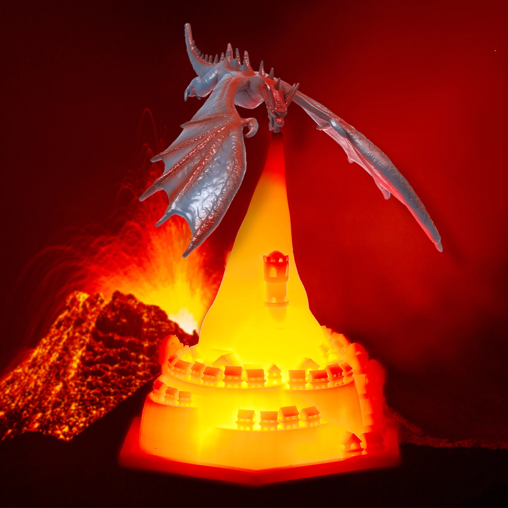 Charizard Night Lamp Feilong Ornament 3d Printed Volcano Rechargeable Creative Table Lamp Bedside Lamp Gift Atmosphere Lamp