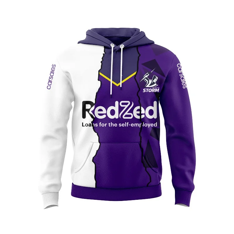 

Мужская тренировочная футболка с капюшоном Melbourne Storm Castore для игроков — темно-синяя или фиолетовая