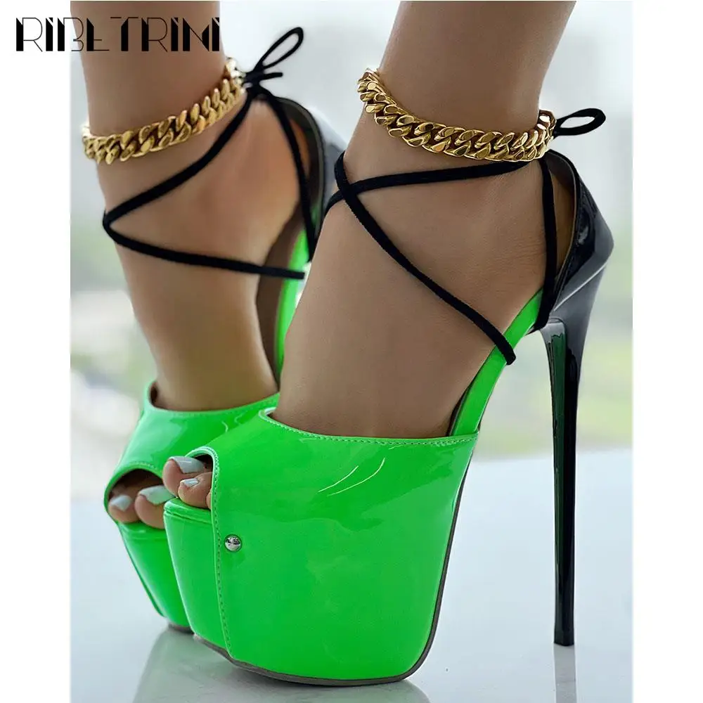 Sexy High Heeled Sandals Women Stilitto Heels Peep Tpe Lace Up Platform Shoes 2023 New Brand Luxury Dress Party Nightclub Shoes