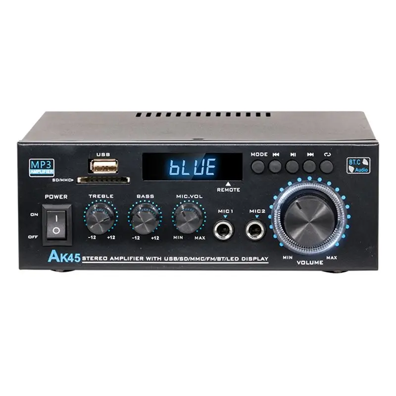 JABS-AK45 Hifi Digital Amplifier Bluetooth MP3 Channel 2.0 Sound AMP Support 12V-220V For Home Car MAX 60Wx2