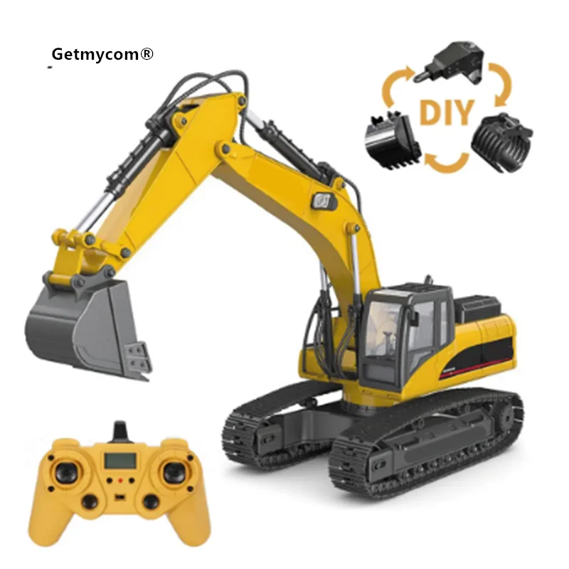 Getmycom1/14 580 RTR Excavator 23CH Metal RC Excavator 580 Remote Control Truck Car with Car Light Sound Remote Excavator