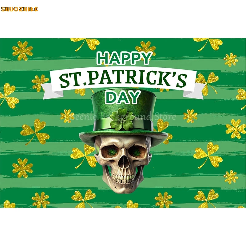 С Днем Святого Патрика фото фон Lucky Green Shamrocks Золотая монета баннер для фестиваля вечерние настенные фоны Декор