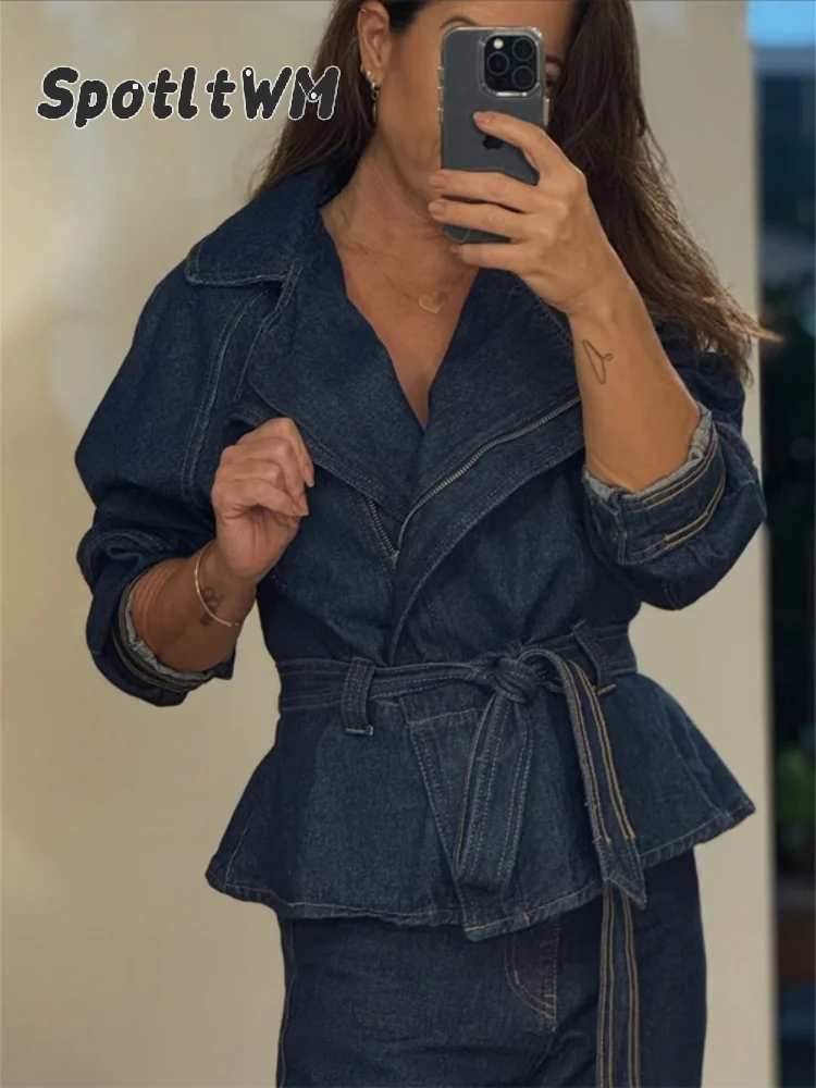 Women Dark Denim Trench Jacket - đánh giá và giá Vintage Trench Coat
