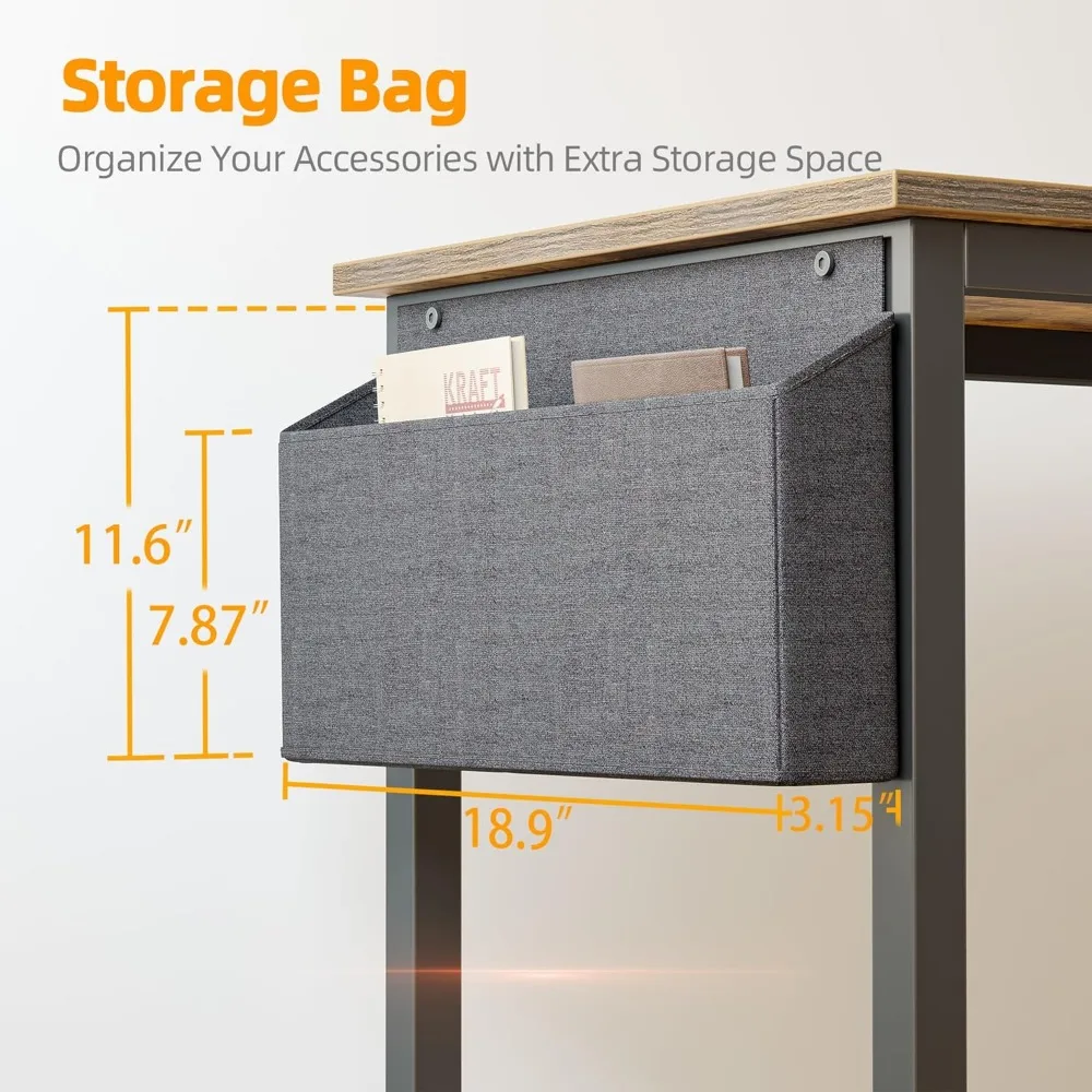 Escritorio de estudio y juegos en forma de L de 40 pulgadas con tomas de corriente, estantes reversibles para espacio de trabajo de escritorio esquinero