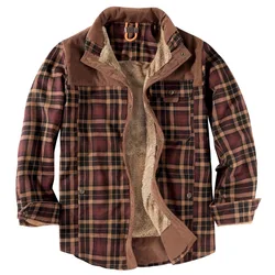 Plaid Men's Jackets Long Sleeves Trendy Motorcycle Street Shirts Autumn Winter Fashion Coats Warm Casual Outdoor Jacket