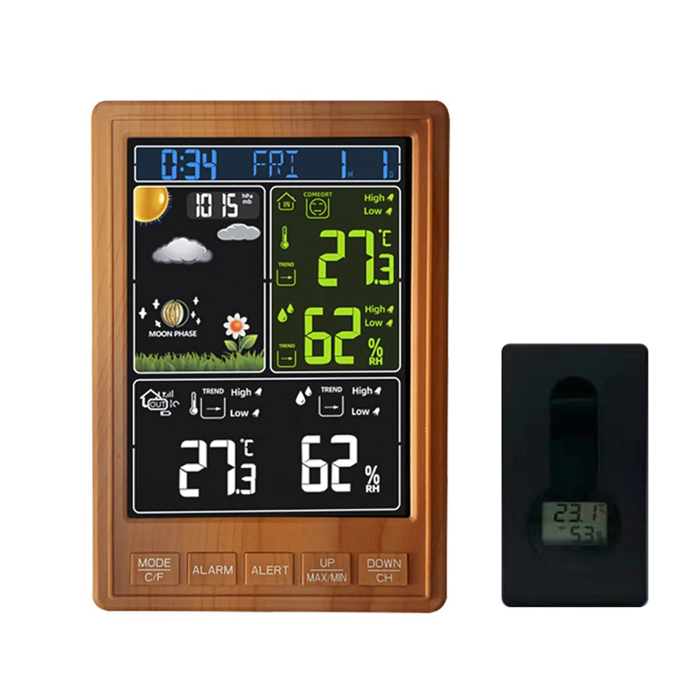 Multifunctional Weather Station Wireless Thermometer Temperature and Humidity Monitor Weather Forecast Clock Backlight Barometer