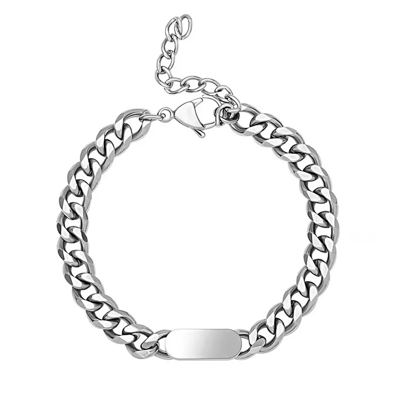 Titanium Steel Trendy Square Bracelet Hip-hop Fashion Simple Personality Cold Cool Style Bracelet Hand Jewelry Gift