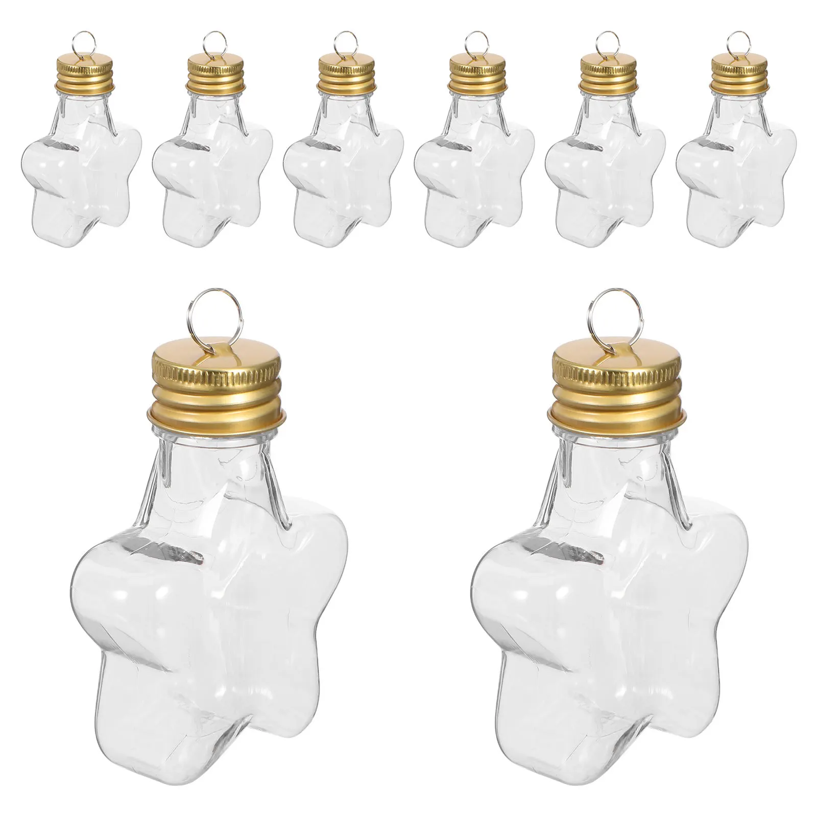 

20Pcs Refillable Christmas Ornaments 50Ml Clear Star Bauble Bottles for Beverage Candy Lights Holiday Drink Decor Tree Hanging