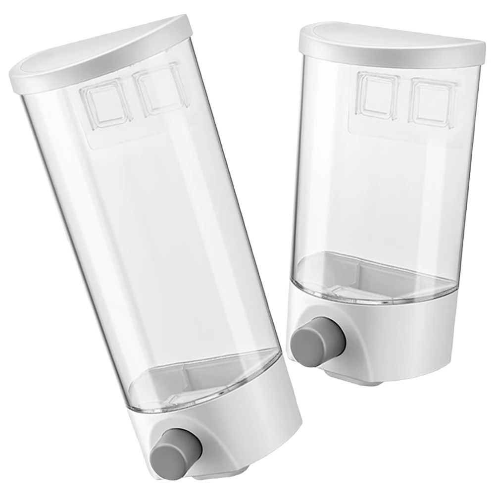 

2 Pcs 1L 1 5L Storage Containers Transparent Wall Mounted Kitchen Food Grain Holder Box Sealed Canister Rice Bucket
