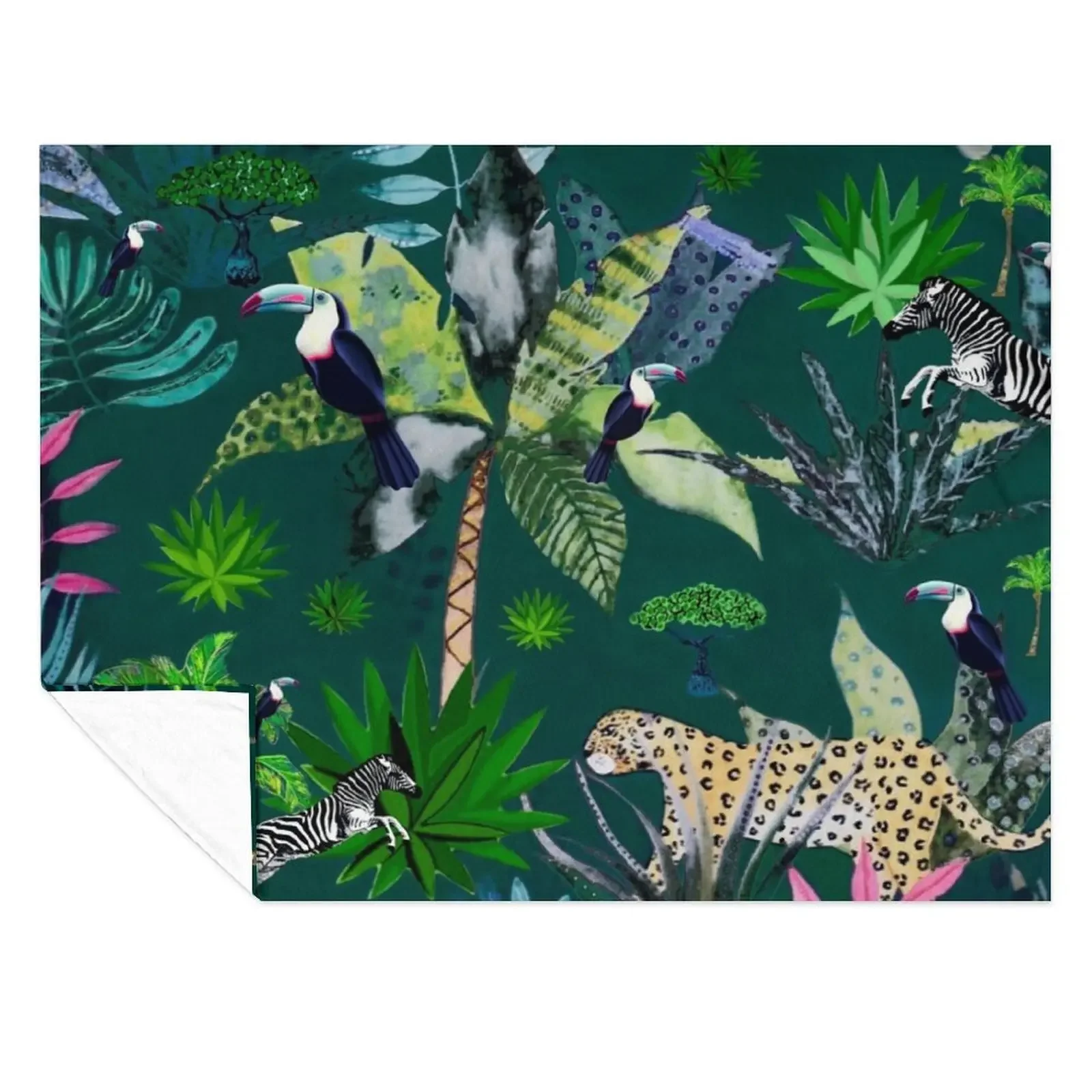 

Jungle Green Throw Blanket Sleeping Bag Beach Bed Fashionable Thermal Blankets