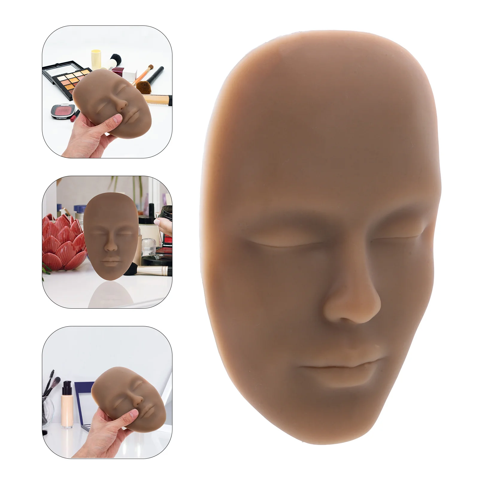 

Silicone Makeup Practice Face Board Lifelike Texture For Eyebrow Lip Eye Tattoo Training Asian Skin Tone Reusable Mannequin