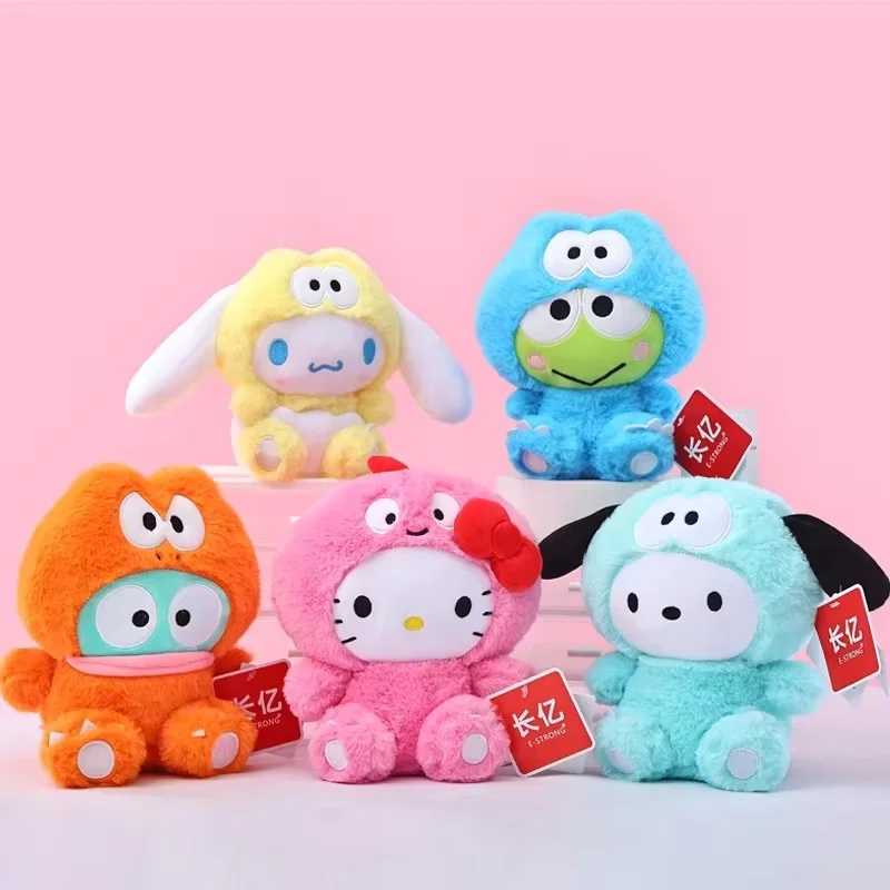 Echtes Sanrio Dinosaurier-Kostüm Hello Kitty Cinnamorol Plüschtiere Weiche Stofftiere Weihnachts- und Geburtstagsgeschenke