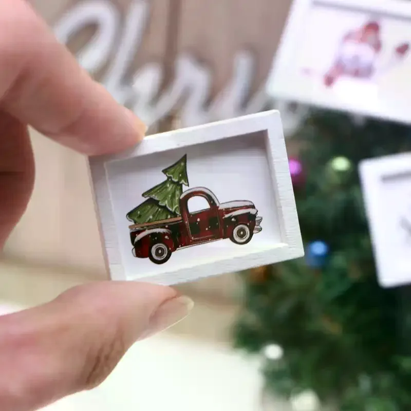 1/12 Mini casa delle bambole murale di Natale ornamento casa delle bambole decorazione della casa casa delle bambole micro scena di Natale puntelli per foto