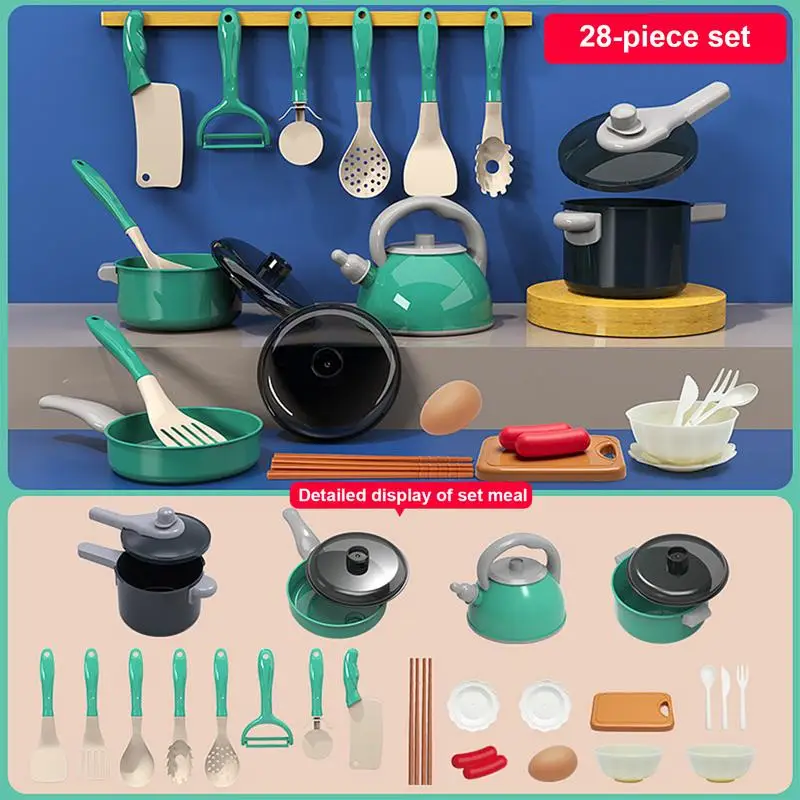 Pretend Kitchen Accessories, Utensílios Educativos, Brinquedos Divertidos, Panelas Falsas, Eletrodomésticos para Crianças, 28X