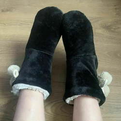 Womens Winter Warm Floor Shoes Fluffy Slippers Fur Cotton Soft Plush Thickened Anti Skid Non Slip Indoor Home Kids Female Boots