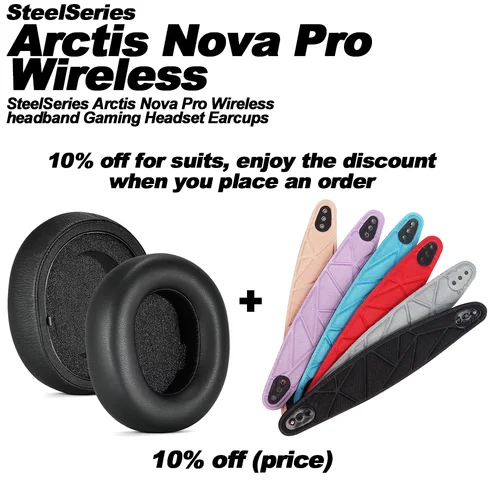 Imagen 2 del producto Almohadillas para auriculares SteelSeries Arctis Nova Pro, almohadillas de repuesto inalámbricas, orejeras, fundas de memoria de tela suave, esponja