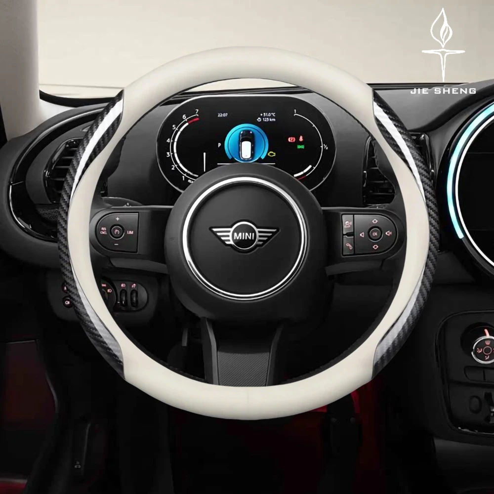 

For Bmw MINI Cooper F54 F55 F56 F57 F60 R53 R54 R55 R56 R60 JCW ONE Countryman Car Carbon Fiber Leather Steering Wheel Cover