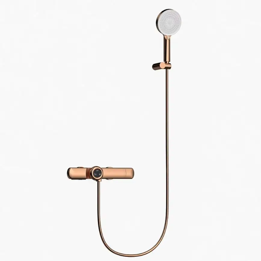 Brushed Gold or rose gold Thermostatic Shower Set for Bathroom Split Solid Copper Mixer Bathtub Rain Showers Faucet