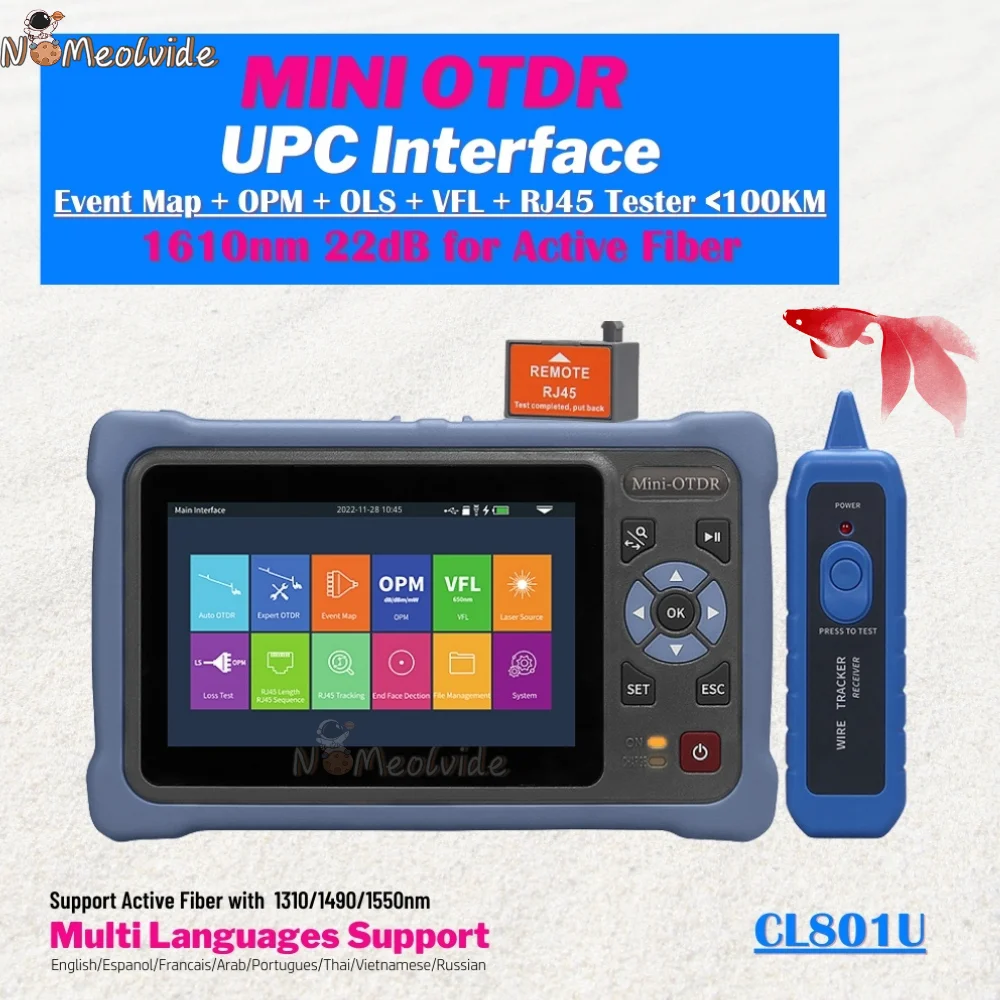 12-in-1 Mini OTDR 1310/1550nm 26/24dB 100 KM Fiber Optische Reflectometer Touchscreen VFL OPM OLS Kabel Tester Gratis Schip