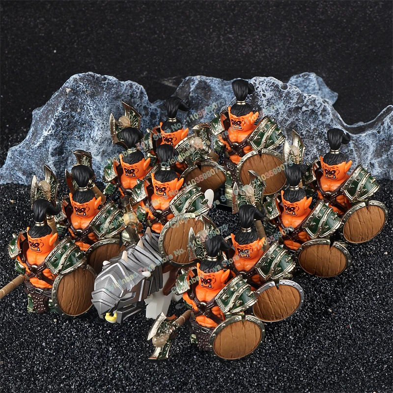 DT025 P8015 Figuras de Ação de Soldados Orc com Armadura Pesada do Jogo de Quadrinhos, Blocos de Construção Modelo Lobo Branco, Acessórios de Brinquedos