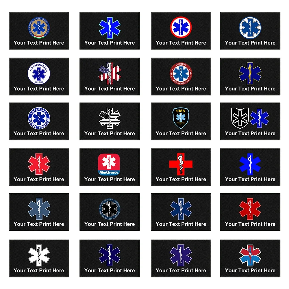 The Star Of Life Custom Name Patch Emergency Medical Patches Personalized Stripe Badge Hook Backing for Clothes Accessories Bags