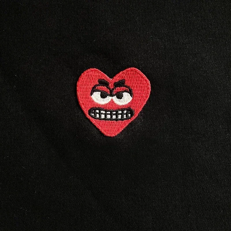 男性と女性のためのふくらはぎのプリントが施されたポリエステルフード付きスウェットシャツ,ポケット付き,薄いセーター,ゆったりとしたセーター,クールでかわいい,ハートの刺embroidery,秋