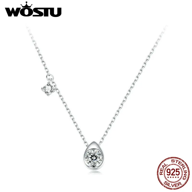 

WOSTU Teardrop Moissanite Pendant Neckalce For Women 925 Sterling Silver 5MM 0.5CT Moissanite Wedding Engagement Neckalces Gift