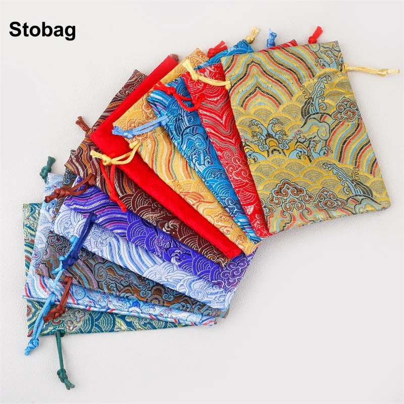 

StoBag 50pcs Wholesale Drawstring Bag Small Silk Cotton Cloth Gift Jewelry Package Storage Bundle Pocket Reusable Pouch Portable