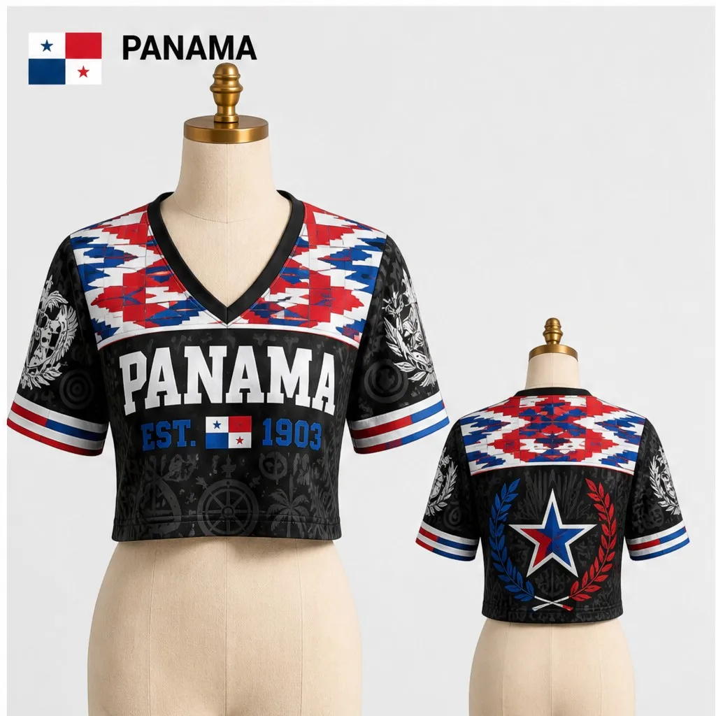 Womens Panama V Neck Short Sleeve Crop Top City Skyline Crest Graphic Casual Summer Shirt for Urban Street Travel and Daily Wear - view 6