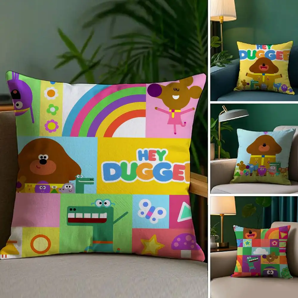 

Cartoon H-Hey DuggeesS Cute Pillow Case Soft Plush Fabric Double Sided Print Decorative Home Living Room Gift Cushion