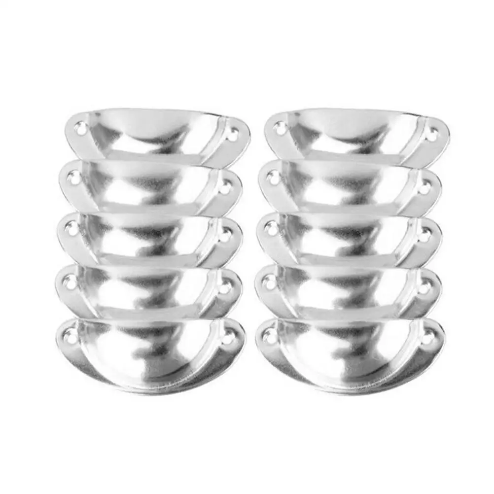 

10 Pcs Silver Hard Iron Semicircle Door Knobs Pull Handles for Cabinet Drawer Wardrobe Vintage Shell 82x35x18mm Size 65mm Holes