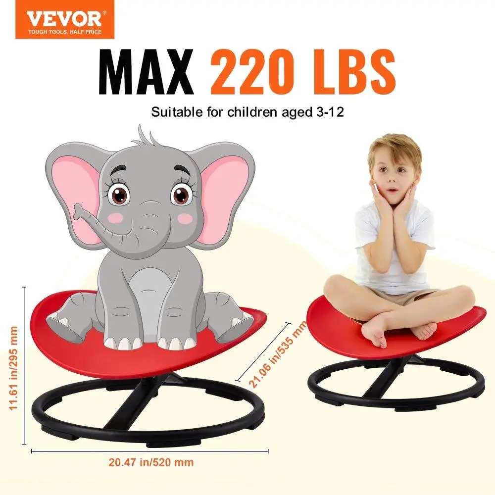 子供用感覚回転スイベルチェア、バランスと協調性を高める、赤、耐荷重220ポンド、幼児用回転おもちゃ、滑り止めベース