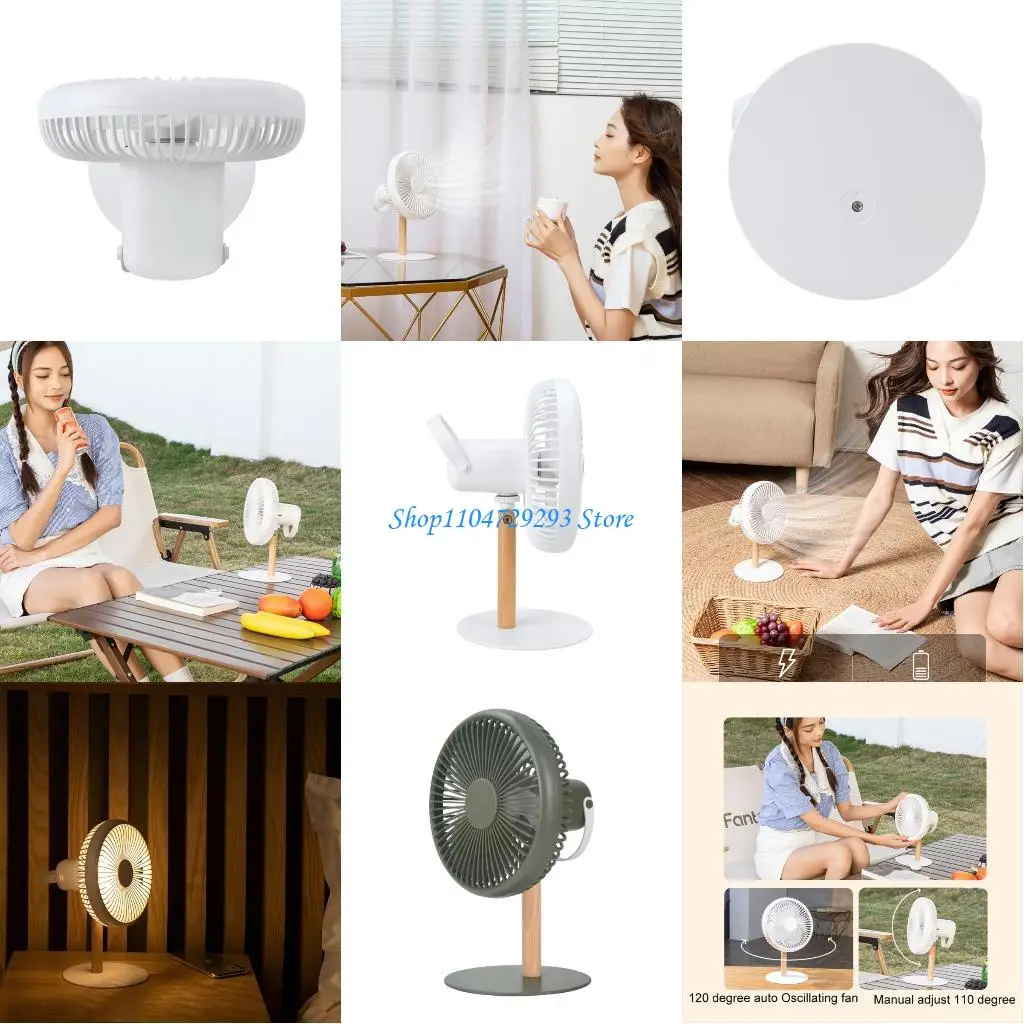 Y2GD Oscillating Desk Fan USB Fan Quiet Ceiling Table Fan Rechargeable 4 Speed