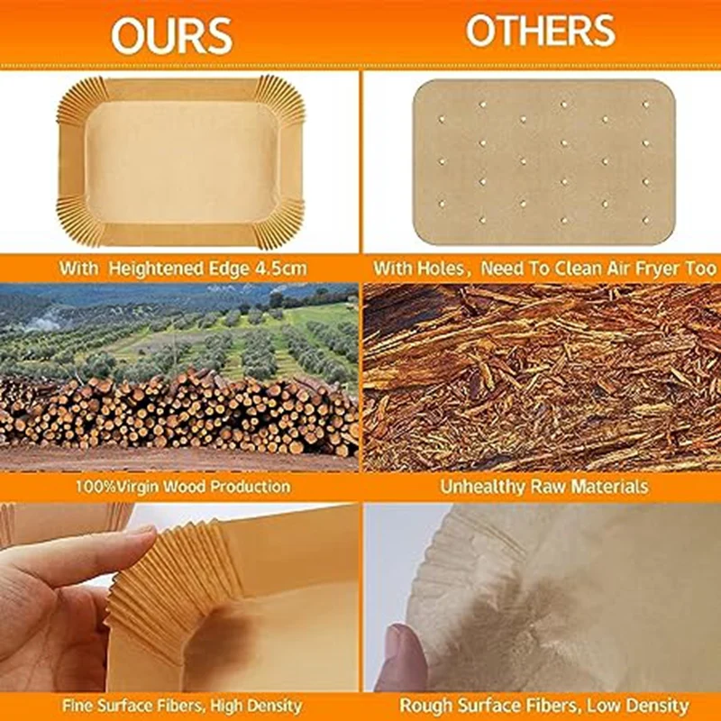 120 Sheets Of Air Fryer Paper Special Paper Liner Oil-Absorbing Paper Baking Oven Pad Paper Disposable Meal Basket Paper Brown