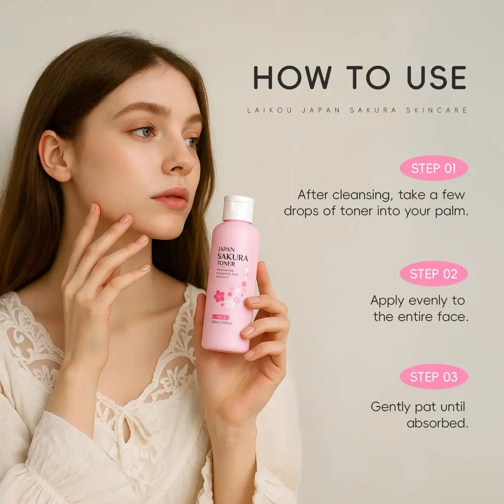 100ML Sakura Face Toner Brightening Hydrating Moisturizing Oil Control Deep Hydration Moisturizer Feels Light Serum Skin Care