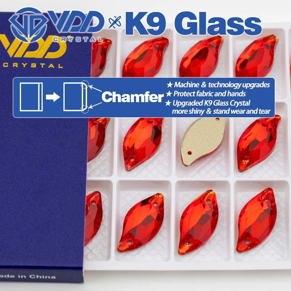 VDD Großhandel Blattförmige Hochwertige K9-Glas-Applikationssteine, Kristall-Flachboden-Nähsteine für Kleidung, DIY, Kleider, Hochzeitskleider – Detail 2