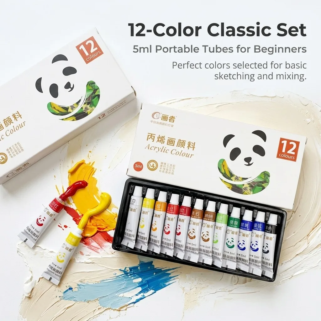 2Pcs Acrylic Painting Pigments Set 12/18/24 Colors 5ml Each Suitable for Painting Artists And Crafters