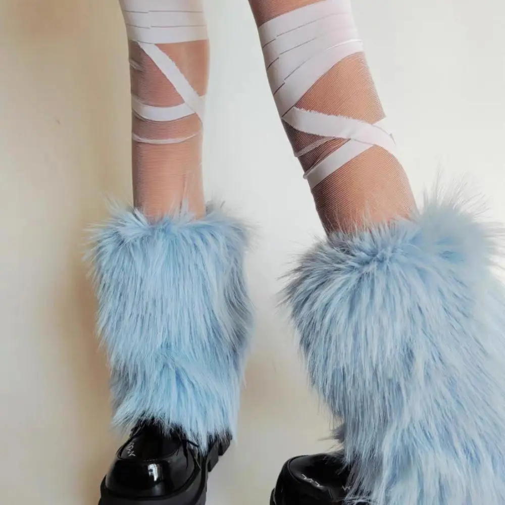 خمر Y2K الشتاء تدفئة الساق Harajuku Kawaii فروي تدفئة الساق غطاء للقدم لوليتا JK أفخم أغطية الساق الفتيات حار