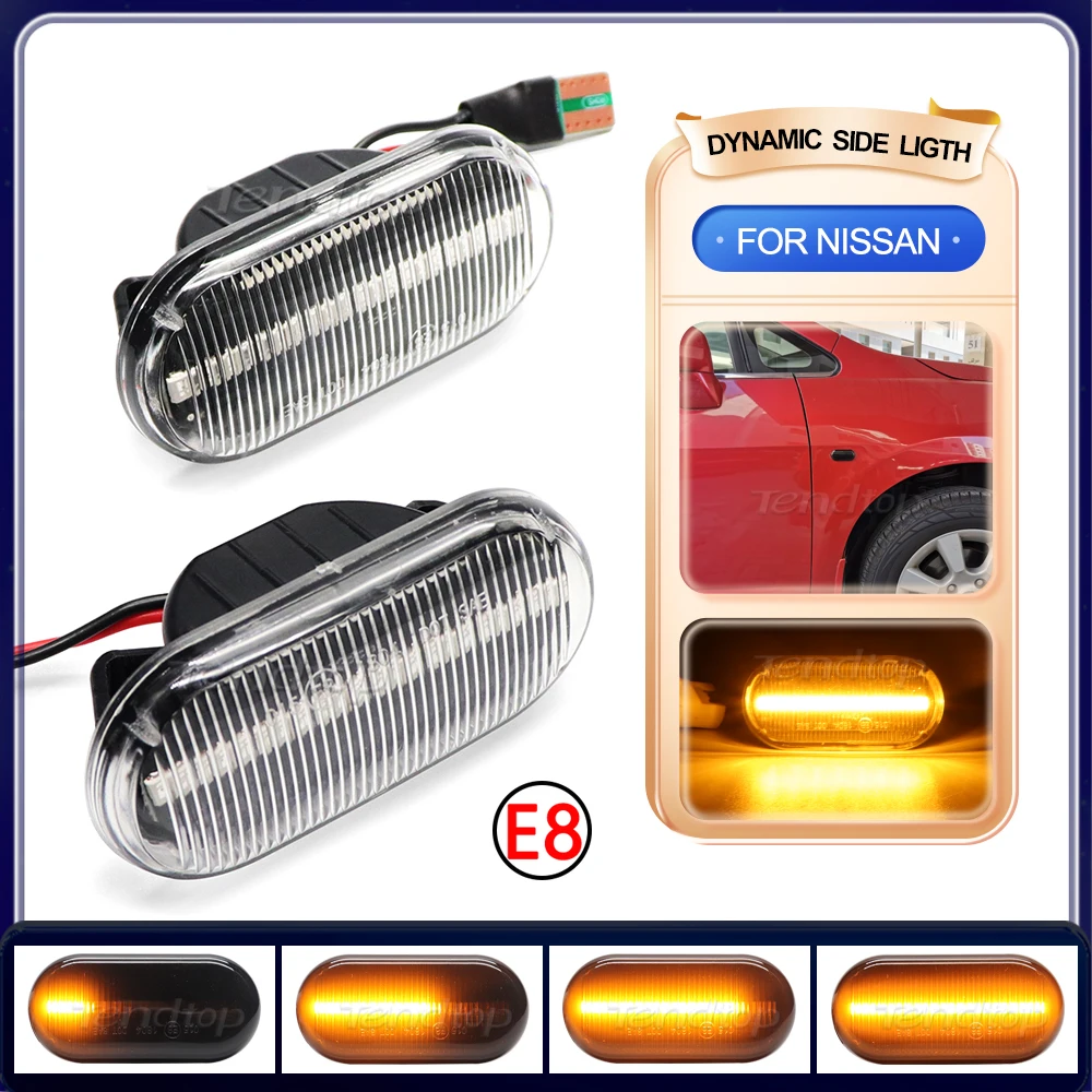 2X LED Flashing Turn Signal Light For Nissan Tiida C11 Note E11 Micra K12 NP300 Navara D40 Qashqai J10 Dynamic Side Mirror Lamp