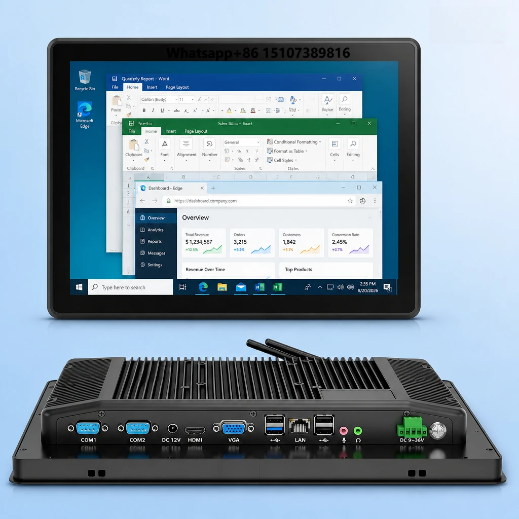 12/13.3/15/15.6/21.5 Inch Embedded Industrial All-in-One Panel PC Sealed Fanless RS232 RS485 COM Ports Marine Navigation Display