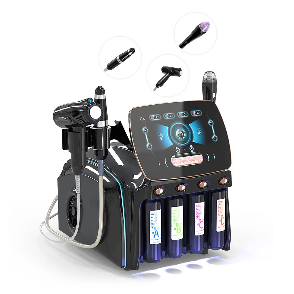 Newest Derma Clensing Nine-hole Silicone Tip Facial Bubble Machine Jet Peel Non-invasive Injection 3In1 Skin Beauty Machine