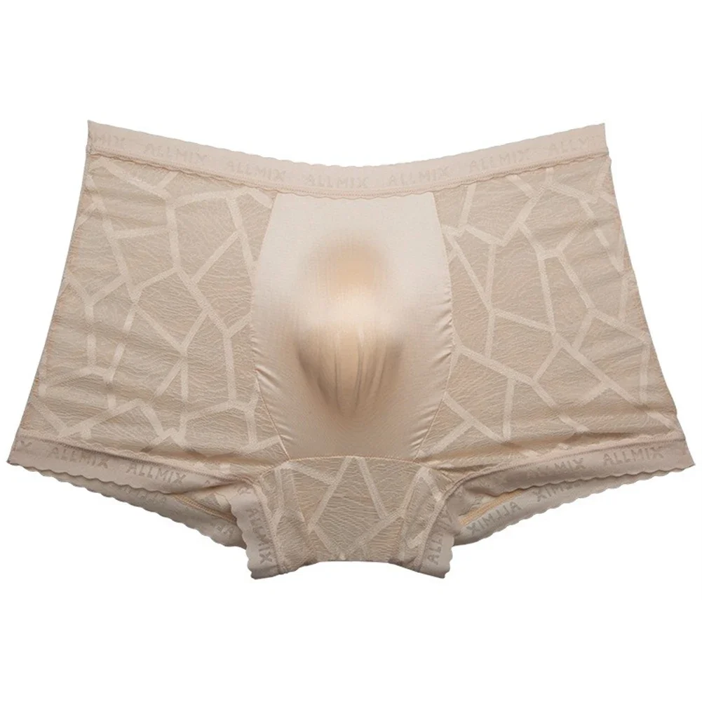 Men's Ice Silk Pouch Briefs Lace See Through Underwear Mesh Breath Panties Stretch Shorts Teenage Underpants Lingerie