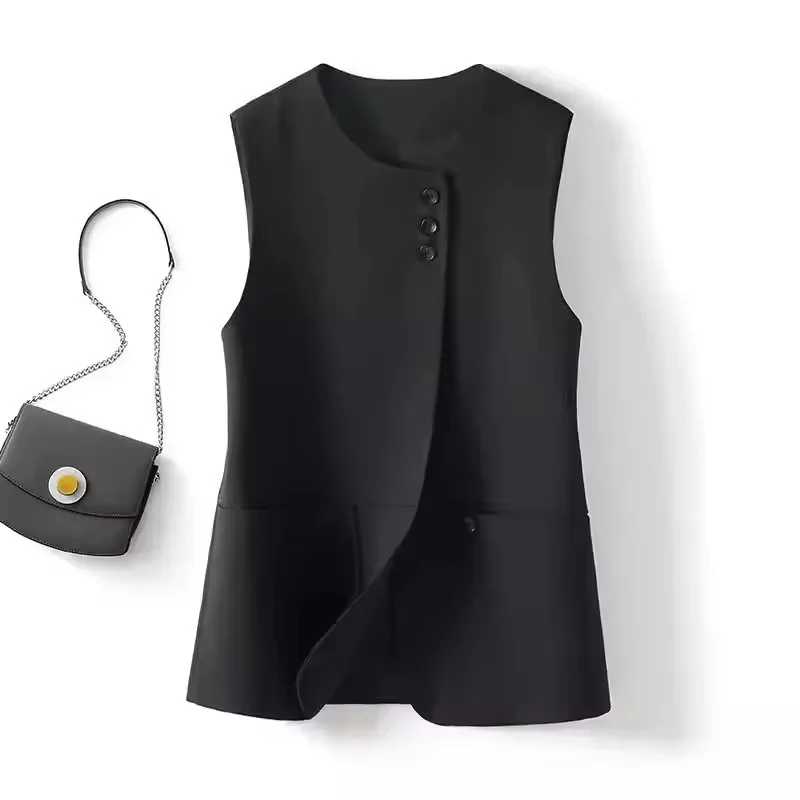 

Fashion Suit Vest Women New 2025 Autumn Korean Sleeveless Casual Blazer Vests Coats Female Temperament Joker Outerwear Tops