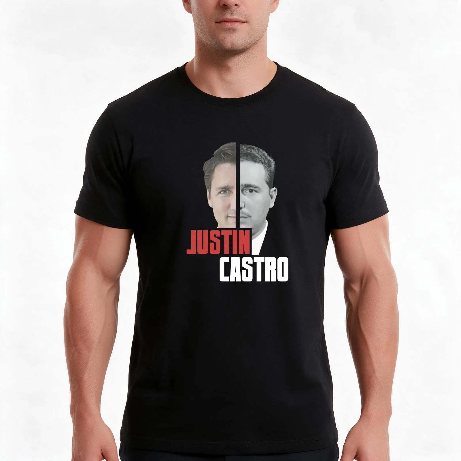 Justin Castro Shirt T-Shirt, Summer Casual Cotton Tee, Oversized Streetwear Tops, Vintage Graphic Print, Loose Fit Short Sleeve