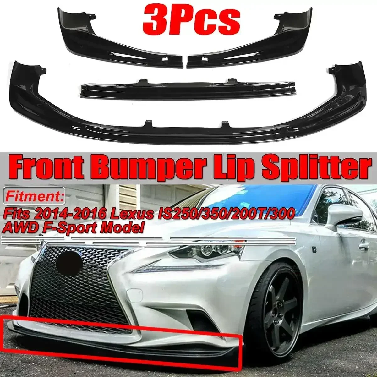 High Quality Car Front Bumper Splitter Lip Spoiler Diffuser Protector For Lexus IS250 IS350 IS300 F-Sport 2014-2016 Body Kit