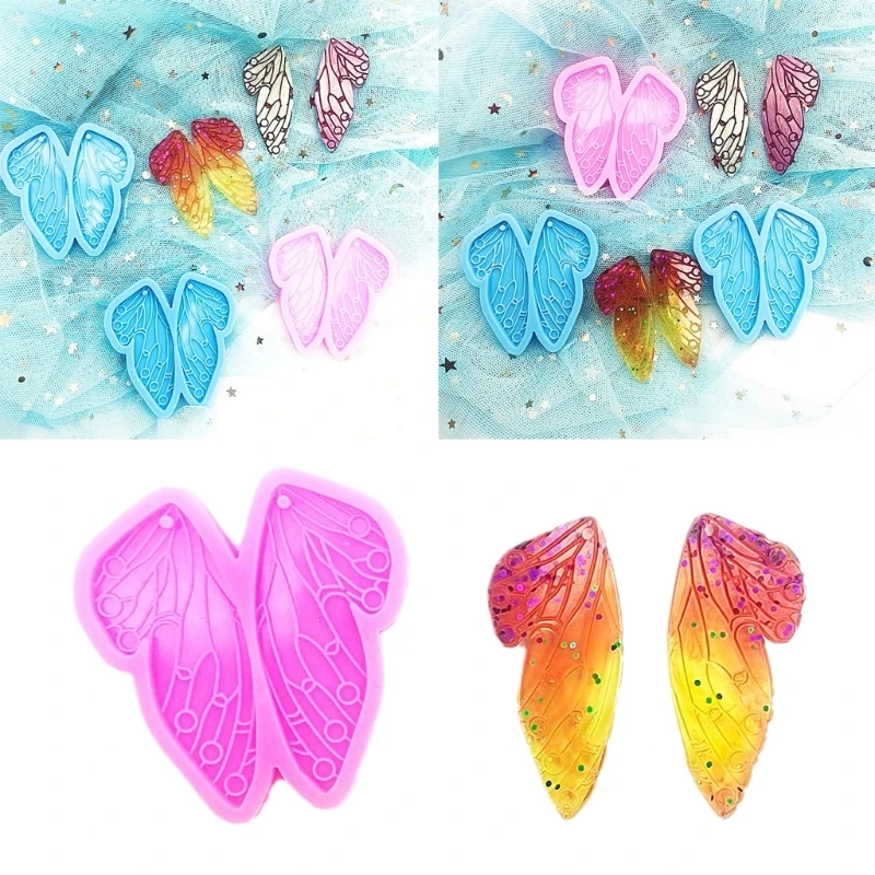 R3MC  Wings Silicone Molds Unique Earrings Resin Mold Keychain Pendant Silicone Mold DIY Jewelry Casting Mould