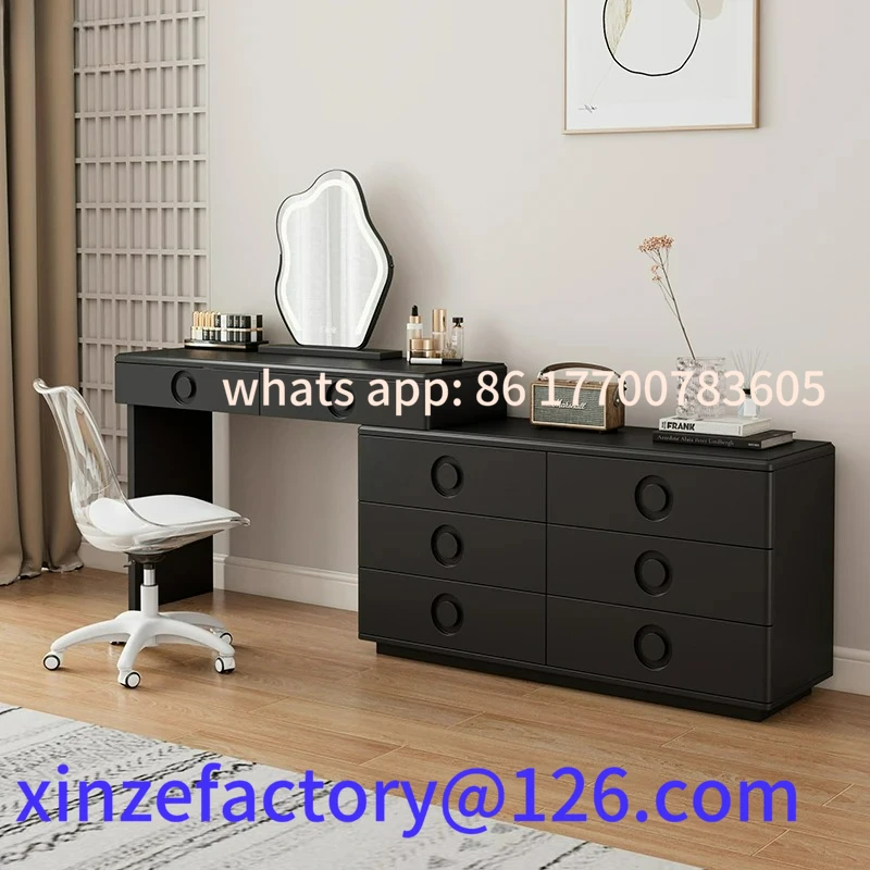 

Customizable LXC black dresser chest cabinet integrated makeup table bedroom light luxury high-end bedside cabinet