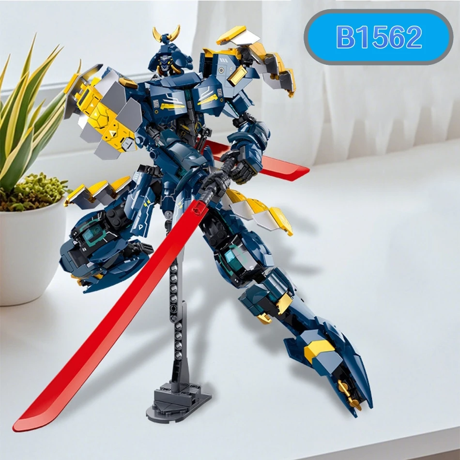 ชุดตัวต่อหุ่นยนต์แปลงร่าง MOC ของเล่นประกอบเองเพื่อการศึกษาสำหรับเด็ก ชุดประกอบหุ่นยนต์นักรบ ของเล่นตกแต่งโต๊ะทำงาน